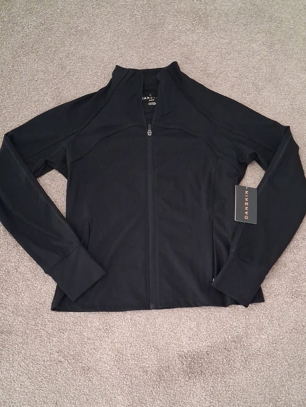 NWT Danskin Black Rib Yoga Jacket.Performance Midweight Subtle Rib Texture  S